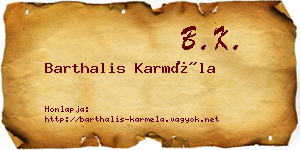 Barthalis Karméla névjegykártya